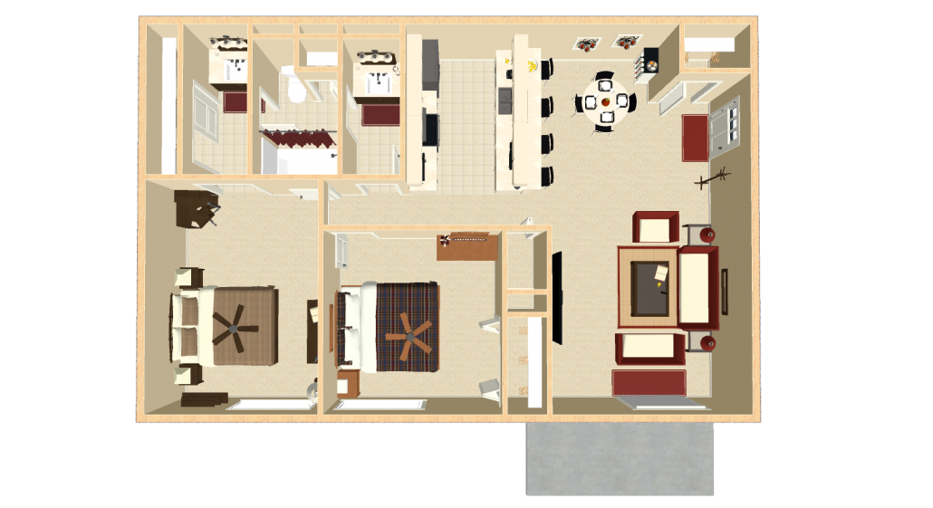 The Landings at 56th Apartments 2 Bedroom Floor Plan