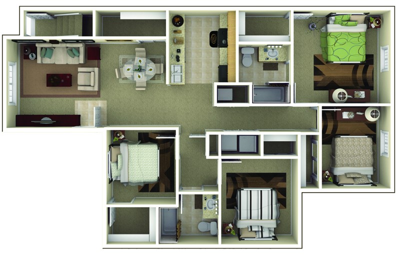 The Commons at Wynne Farms Apartments 4 Bedroom Floor Plan